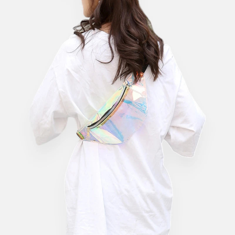 Sac banane holographique transparent tendance Celeste