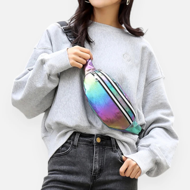 Sac banane holographique en cuir tendance Luna