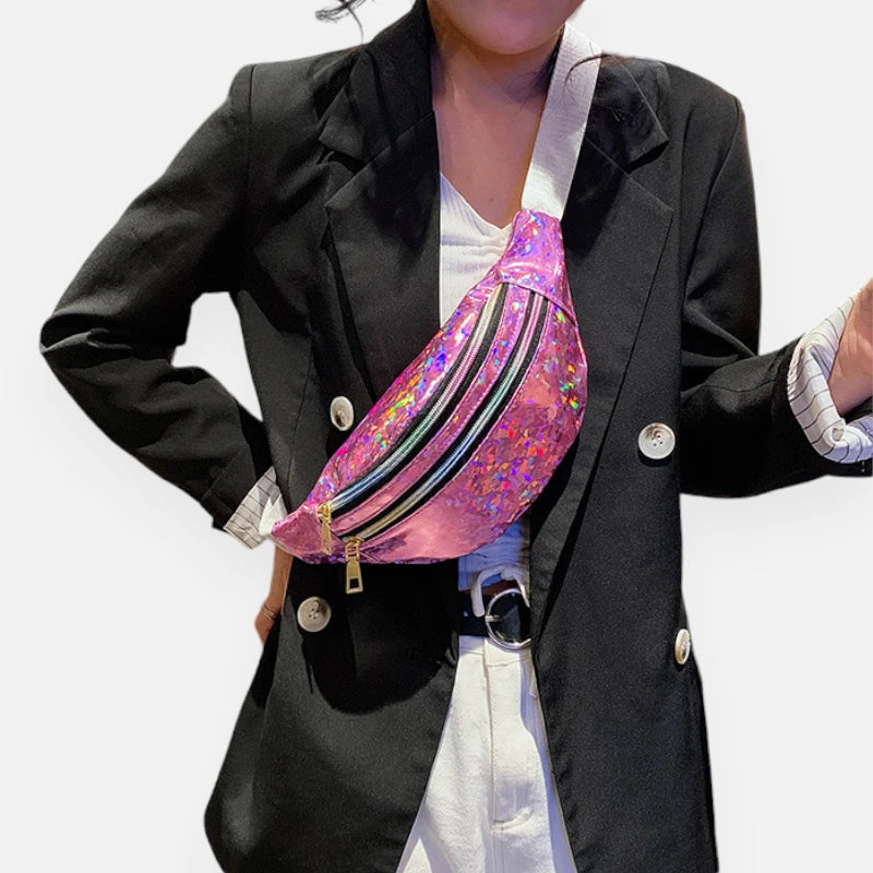 Sac banane brillant holographique tendance Alizée