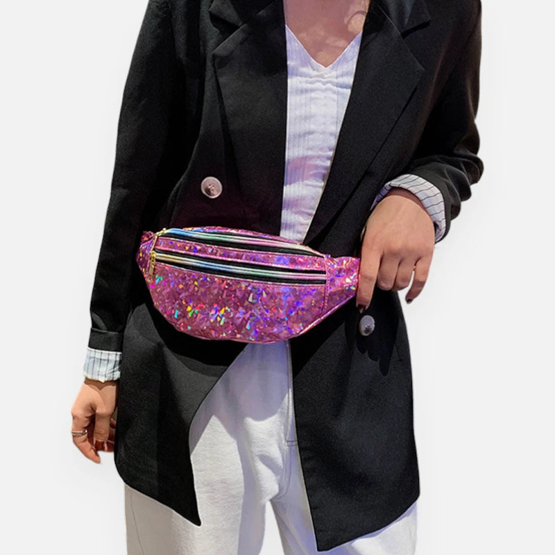 Sac banane brillant holographique tendance Alizée