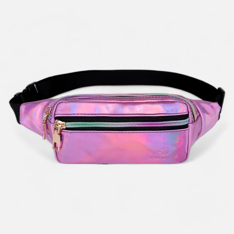 Sac banane holographique rectangulaire en cuir Géraldine