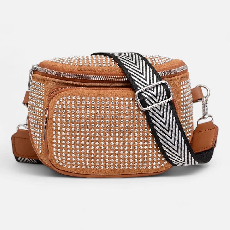 Sac banane cuir chic à bandoulière avec strass Coraline