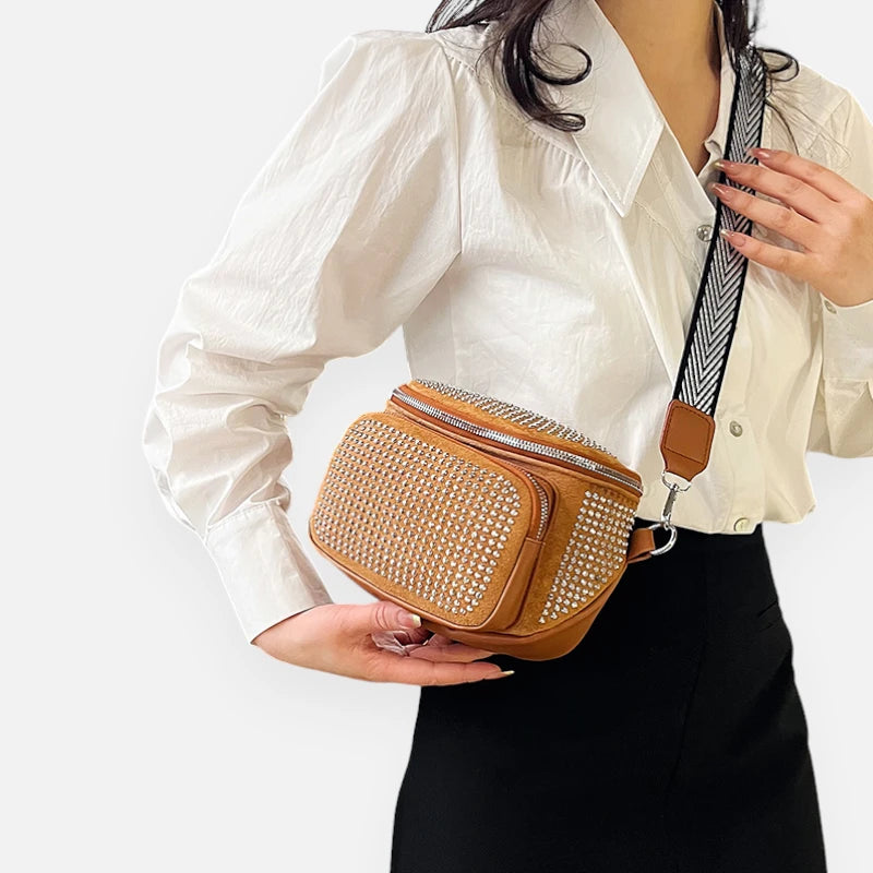 Sac banane cuir chic à bandoulière avec strass Coraline