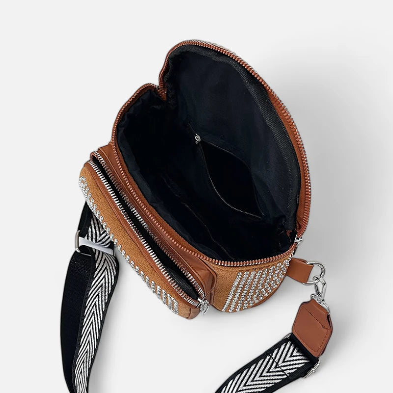 Sac banane cuir chic à bandoulière avec strass Coraline