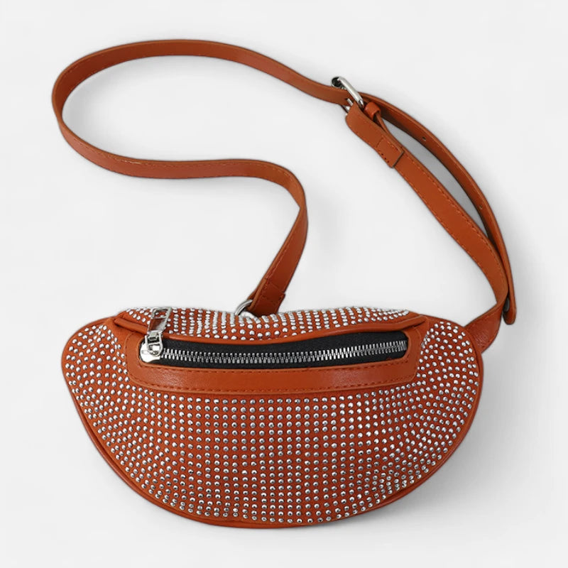 Sac banane cuir chic à bandoulière avec strass Fabienne