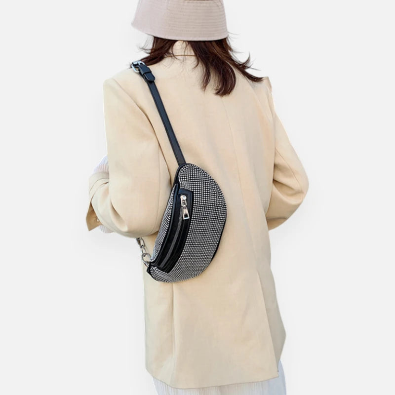 Sac banane cuir chic à bandoulière avec strass Fabienne