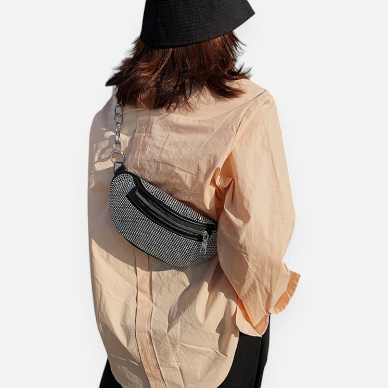 Sac banane cuir chic à bandoulière avec strass Fabienne