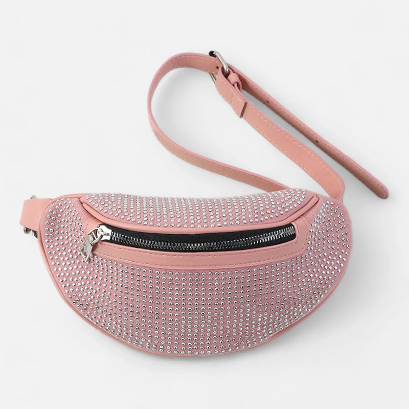 Sac banane cuir chic à bandoulière avec strass Fabienne