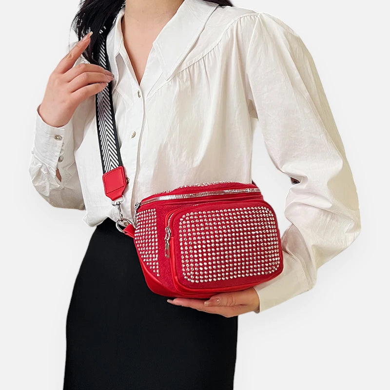 Sac banane cuir chic à bandoulière avec strass Coraline