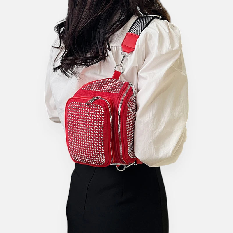 Sac banane cuir chic à bandoulière avec strass Coraline