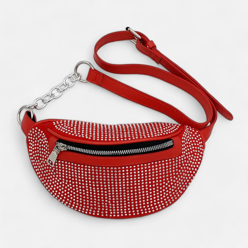 Sac banane cuir chic à bandoulière avec strass Fabienne