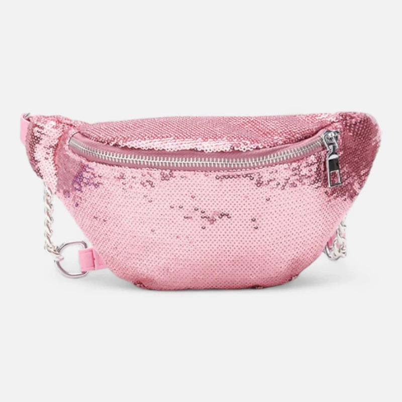 Sac banane sequin en cuir chic à bandoulière Vivette