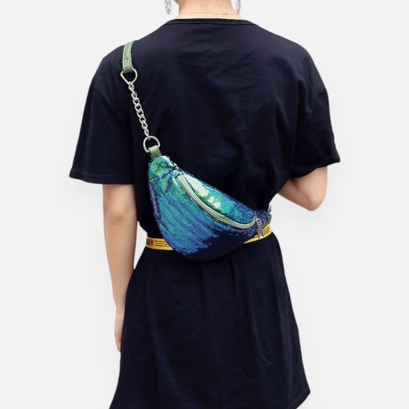 Sac banane sequin en cuir chic à bandoulière Vivette