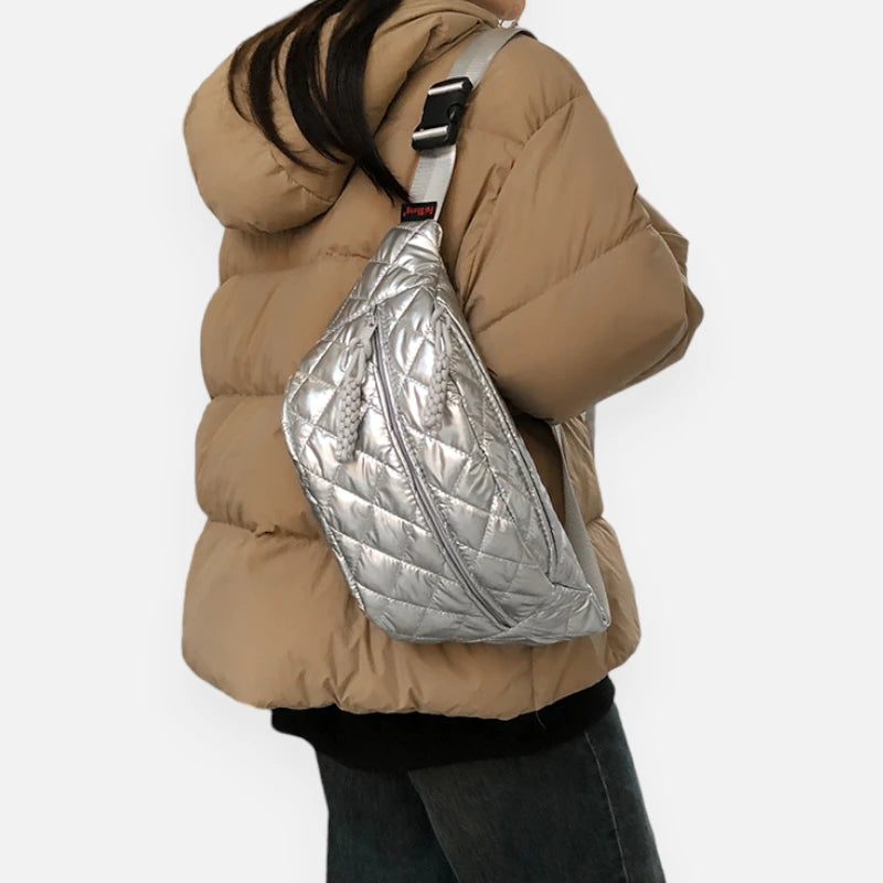 Sac banane métallisé en nylon matelassé Christine