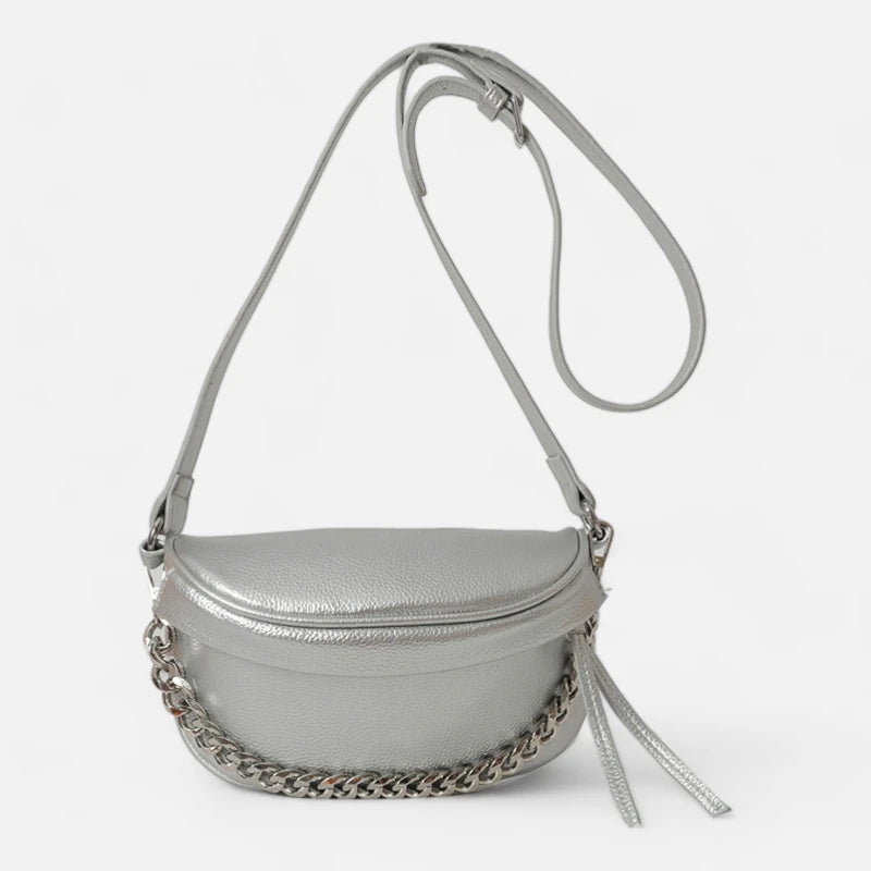 Sac banane cuir métallisé à bandoulière Nadège