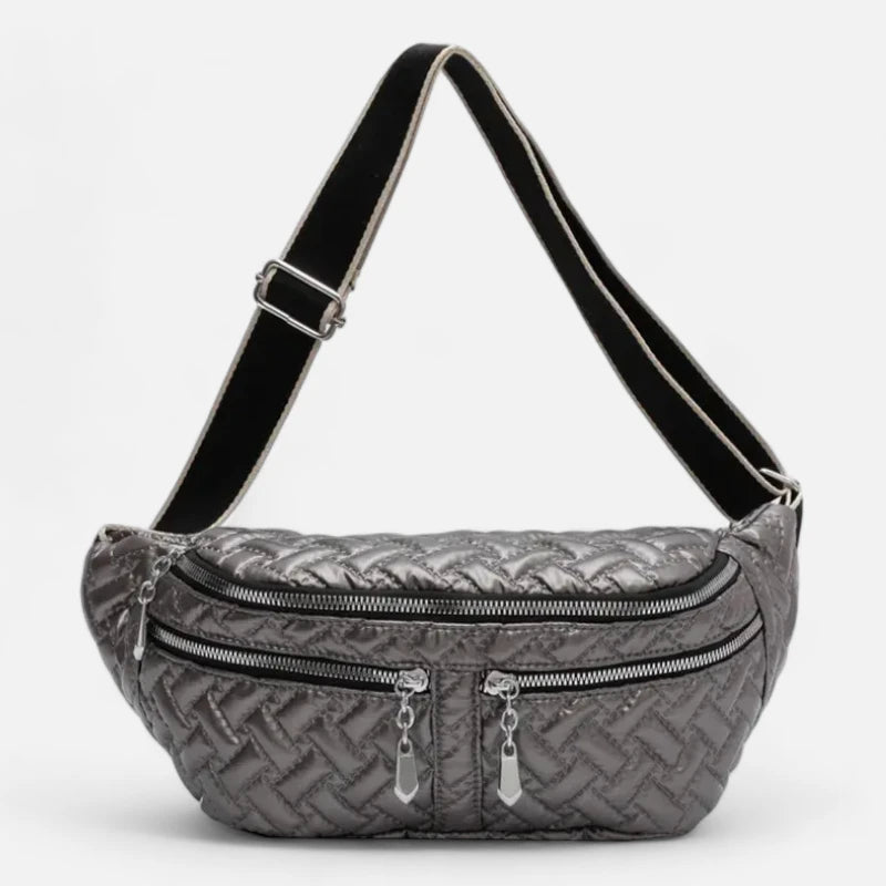 Grand sac banane métallisé en nylon matelassé Patricia