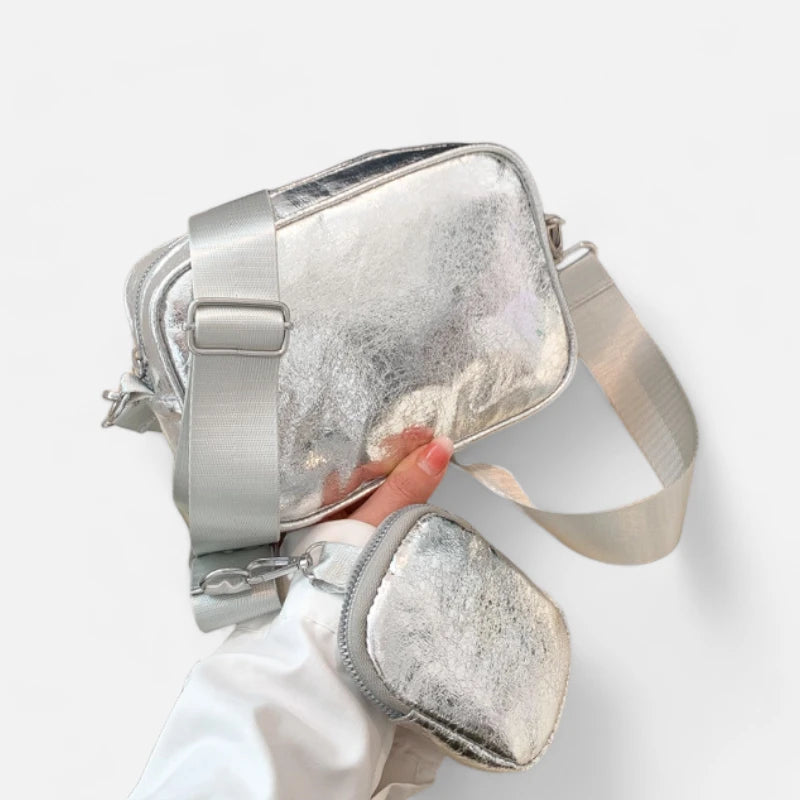 Sac banane en cuir métallisé rectangulaire Raphaëlle