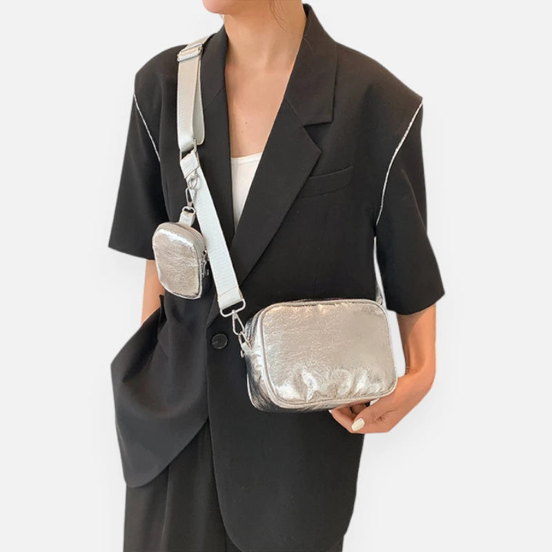 Sac banane en cuir métallisé rectangulaire Raphaëlle