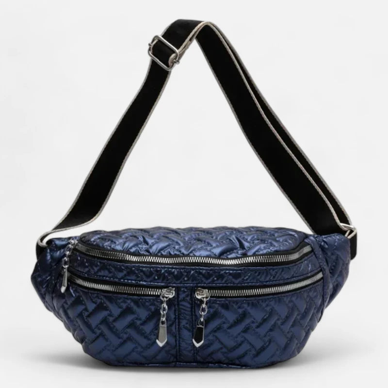 Grand sac banane métallisé en nylon matelassé Patricia