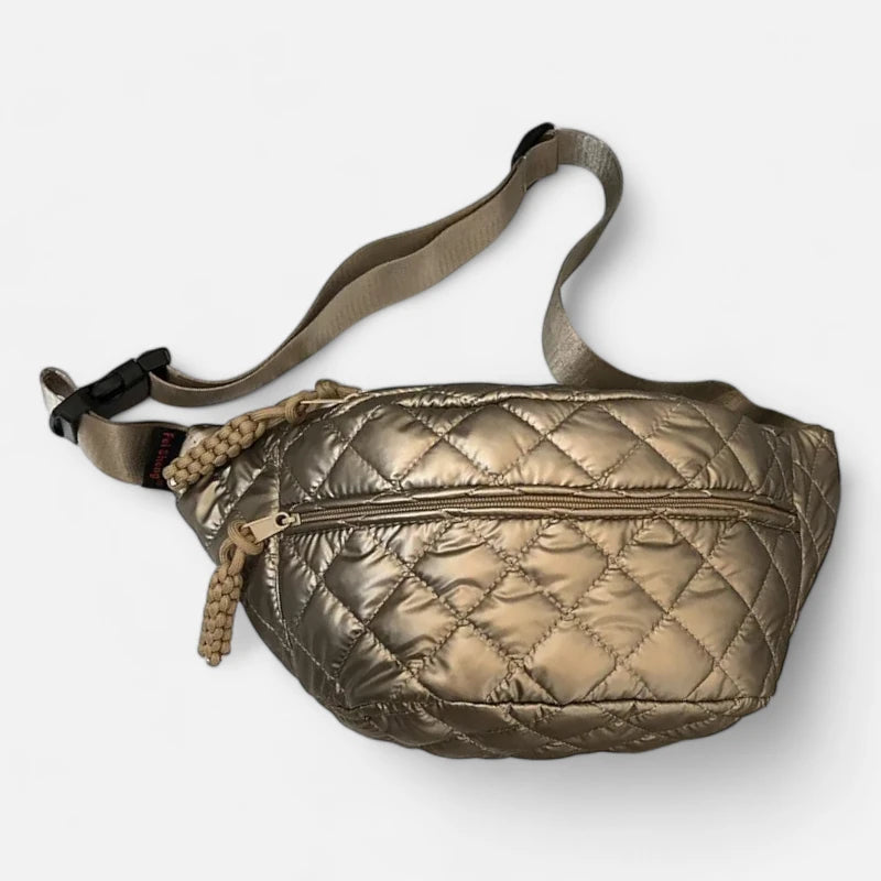 Sac banane métallisé en nylon matelassé Christine