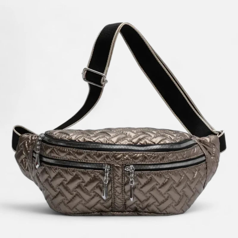 Grand sac banane métallisé en nylon matelassé Patricia