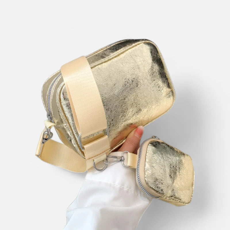 Sac banane en cuir métallisé rectangulaire Raphaëlle