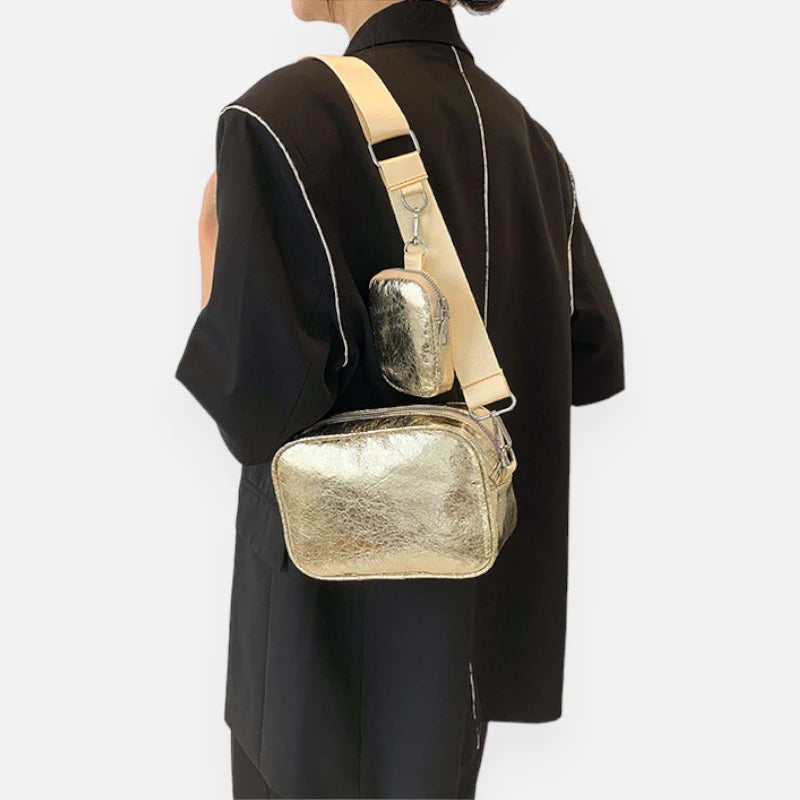 Sac banane en cuir métallisé rectangulaire Raphaëlle