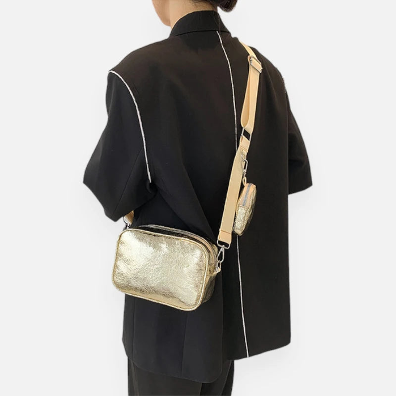 Sac banane en cuir métallisé rectangulaire Raphaëlle