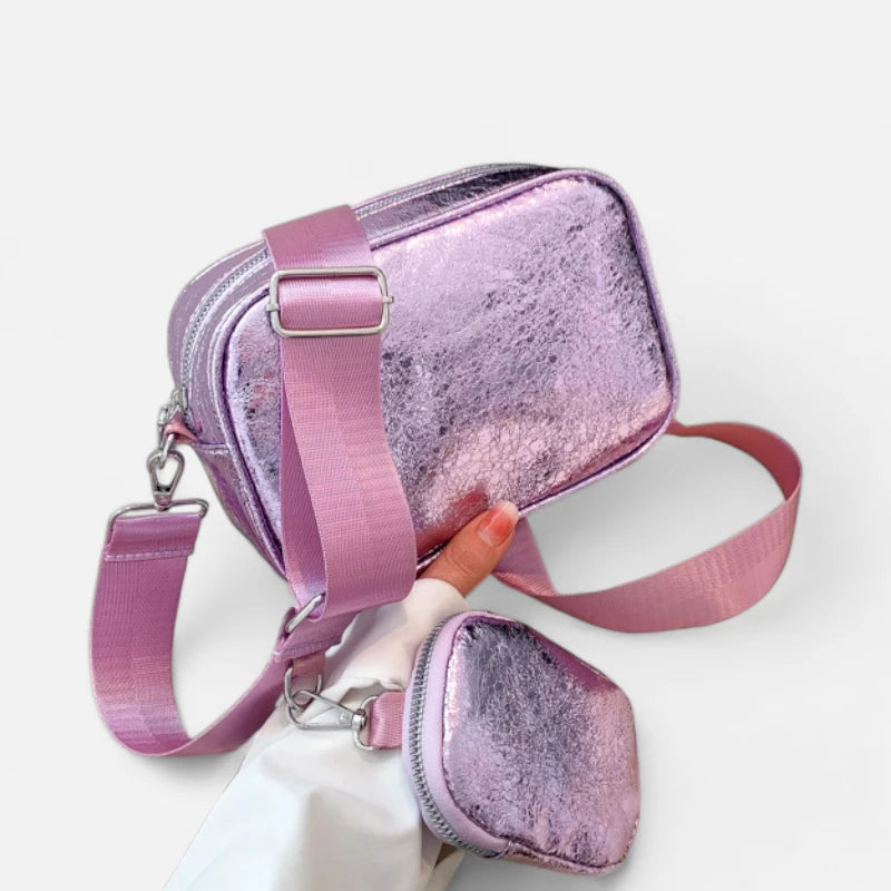 Sac banane en cuir métallisé rectangulaire Raphaëlle