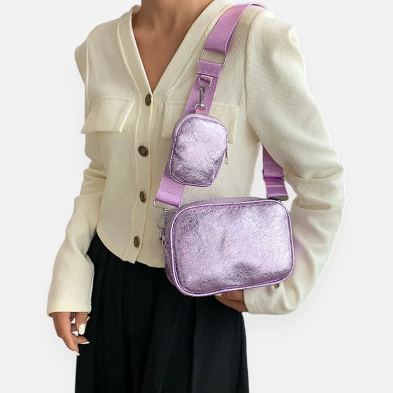 Sac banane en cuir métallisé rectangulaire Raphaëlle