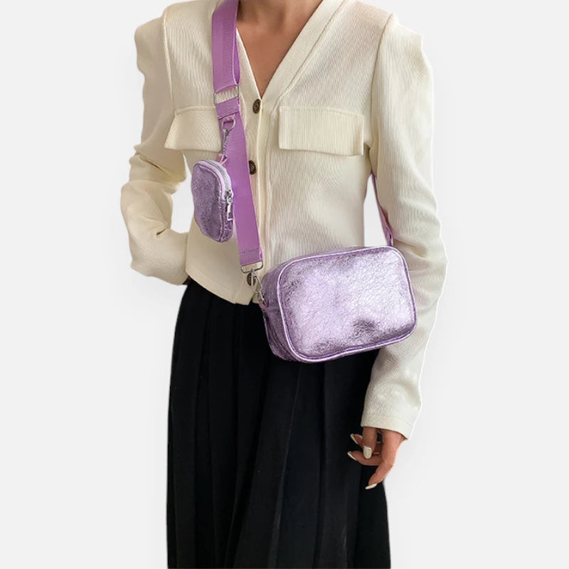 Sac banane en cuir métallisé rectangulaire Raphaëlle