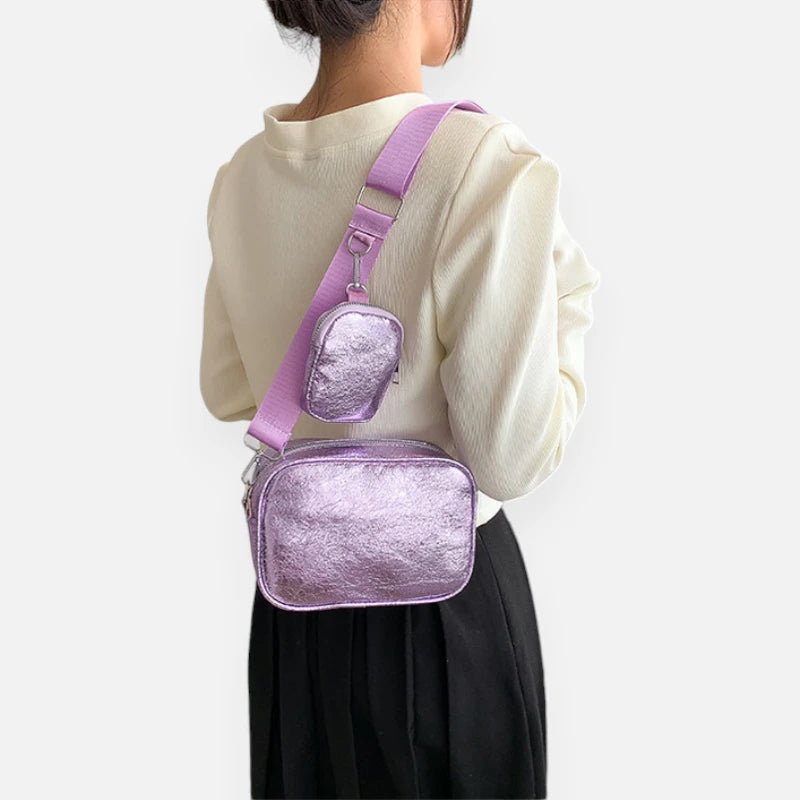 Sac banane en cuir métallisé rectangulaire Raphaëlle