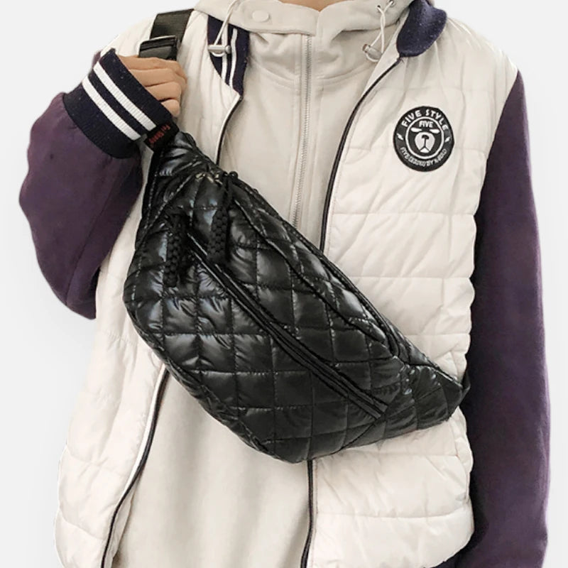 Sac banane métallisé en nylon matelassé Christine