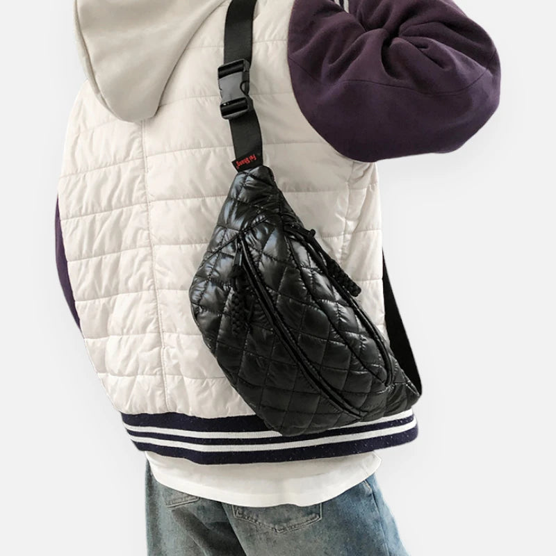 Sac banane métallisé en nylon matelassé Christine