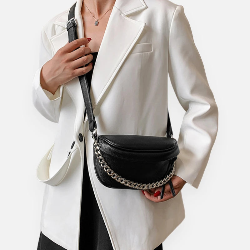 Sac banane cuir métallisé à bandoulière Nadège