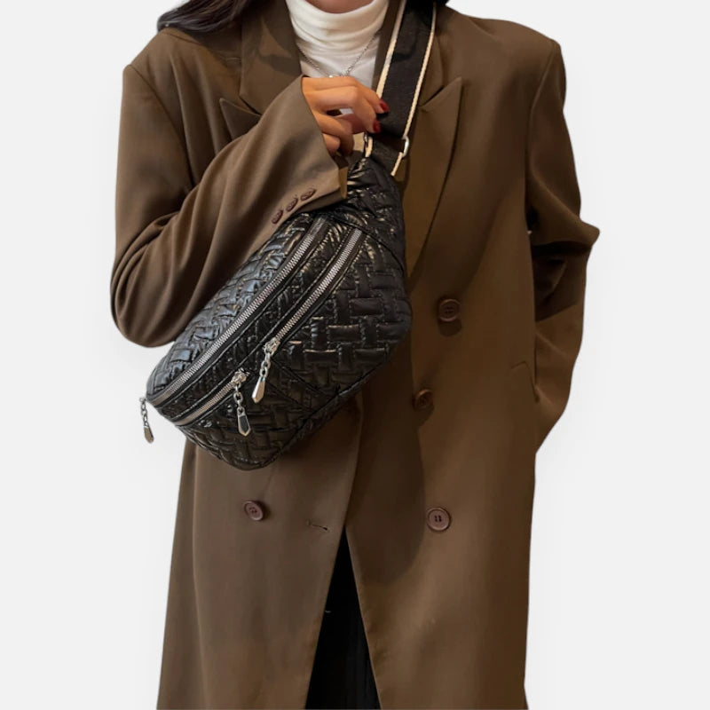 Grand sac banane métallisé en nylon matelassé Patricia