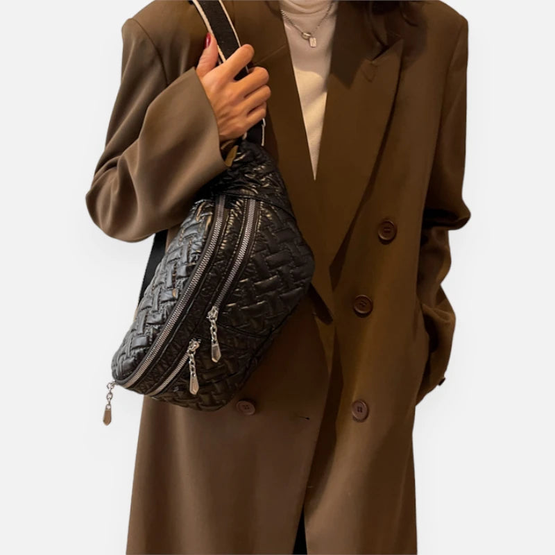 Grand sac banane métallisé en nylon matelassé Patricia