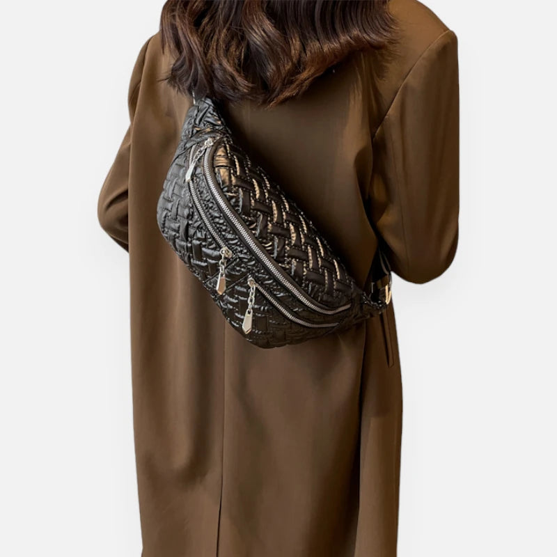 Grand sac banane métallisé en nylon matelassé Patricia