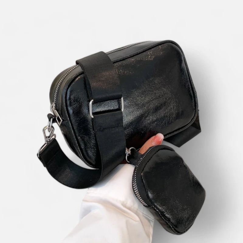 Sac banane en cuir métallisé rectangulaire Raphaëlle