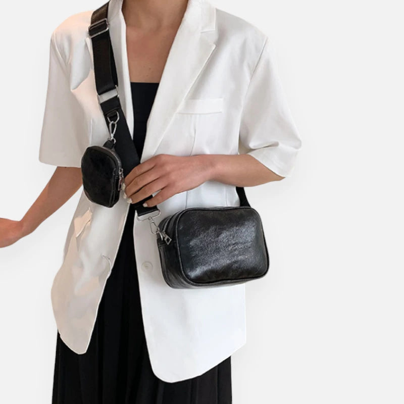 Sac banane en cuir métallisé rectangulaire Raphaëlle