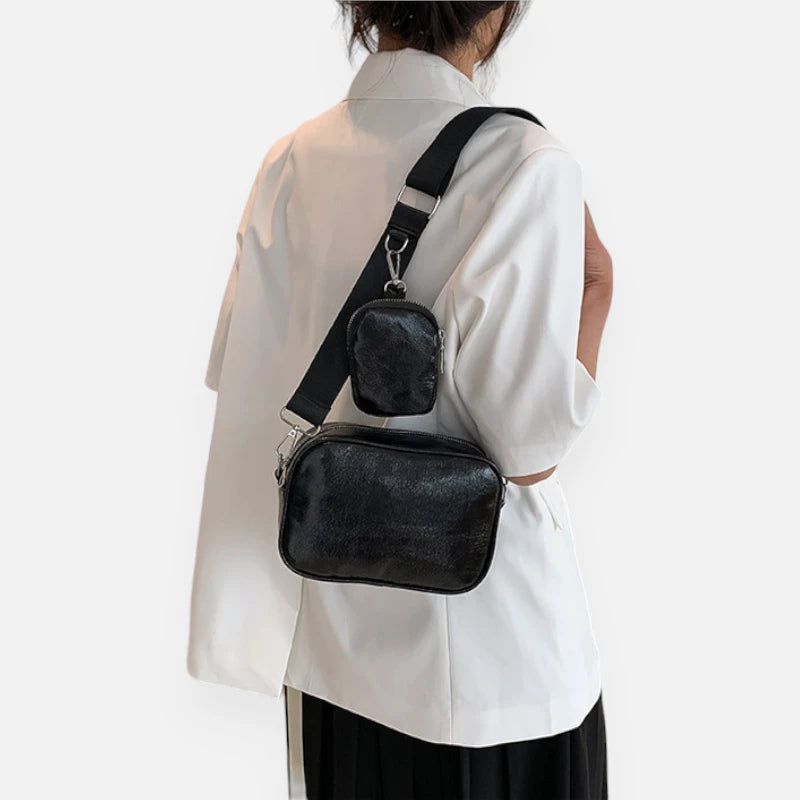 Sac banane en cuir métallisé rectangulaire Raphaëlle