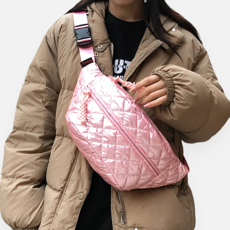 Sac banane métallisé en nylon matelassé Christine