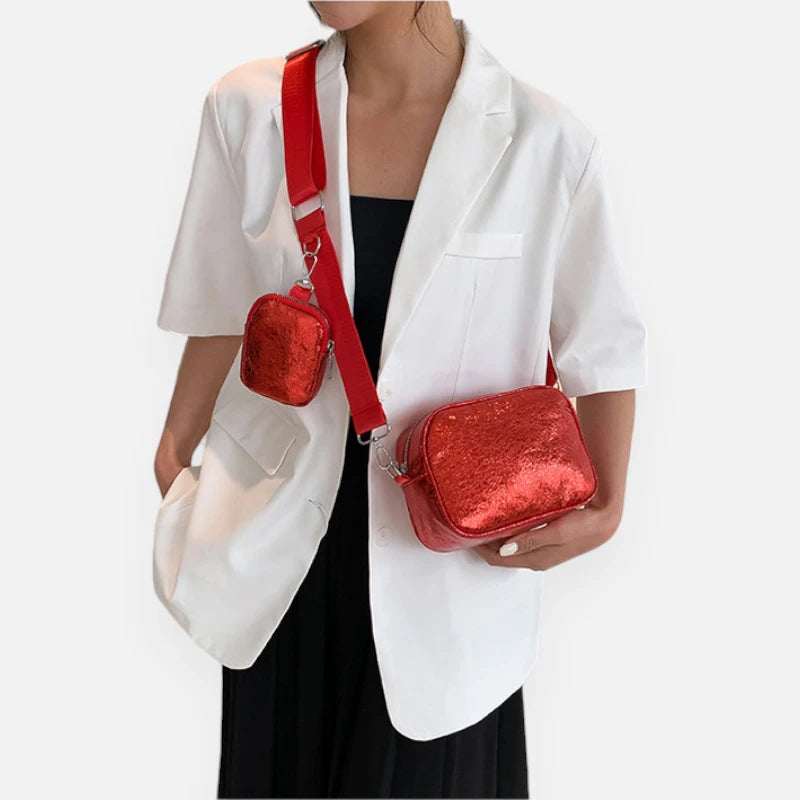 Sac banane en cuir métallisé rectangulaire Raphaëlle