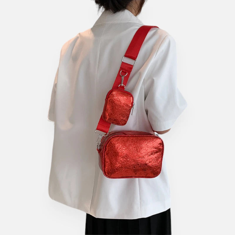 Sac banane en cuir métallisé rectangulaire Raphaëlle