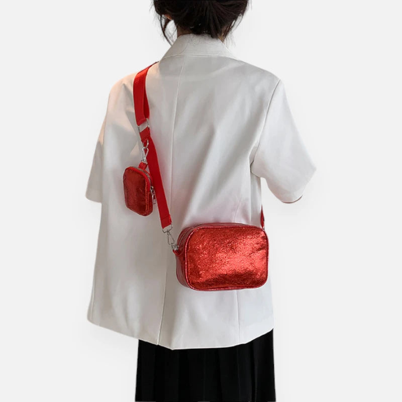 Sac banane en cuir métallisé rectangulaire Raphaëlle