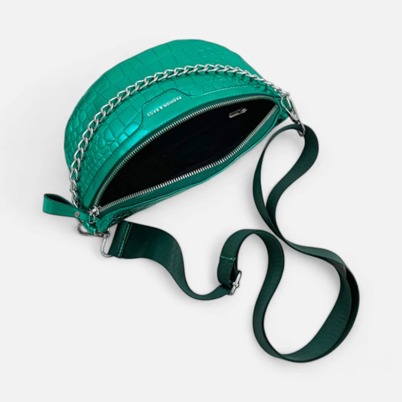 Sac banane métallisé en cuir imitation croco Michelle