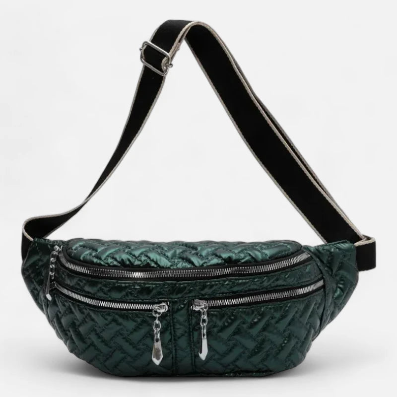 Grand sac banane métallisé en nylon matelassé Patricia