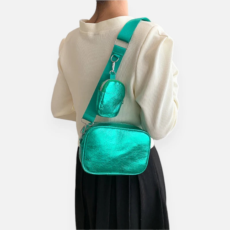 Sac banane en cuir métallisé rectangulaire Raphaëlle