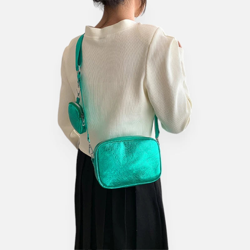 Sac banane en cuir métallisé rectangulaire Raphaëlle