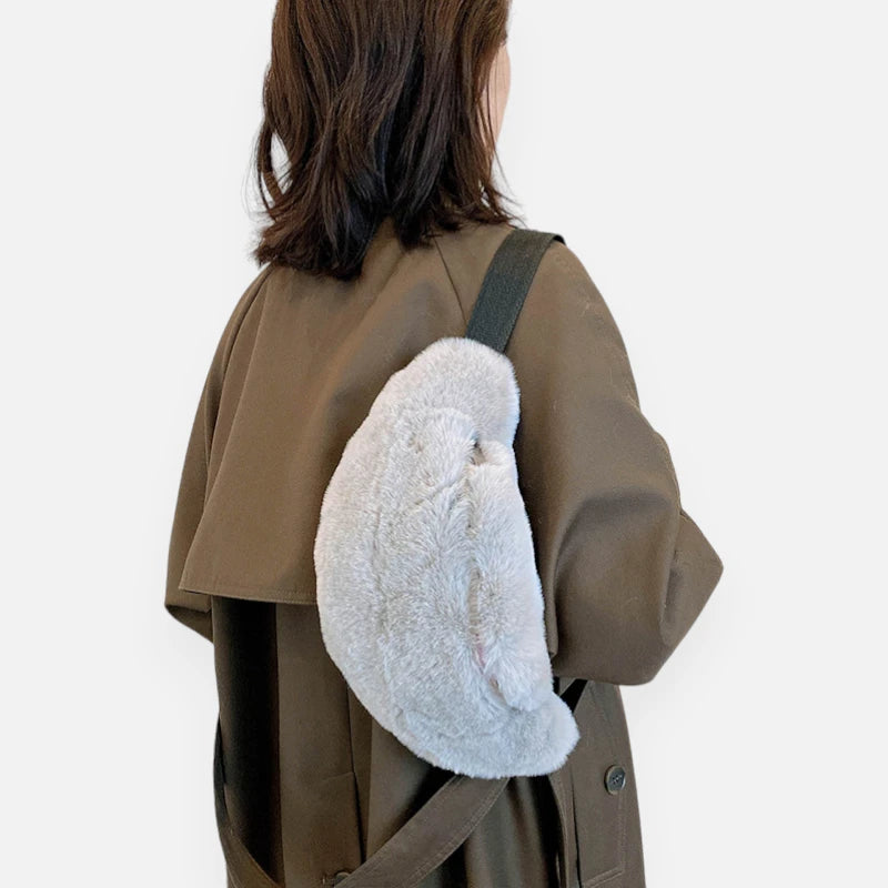 Grand sac banane en fausse fourrure chic Félicie